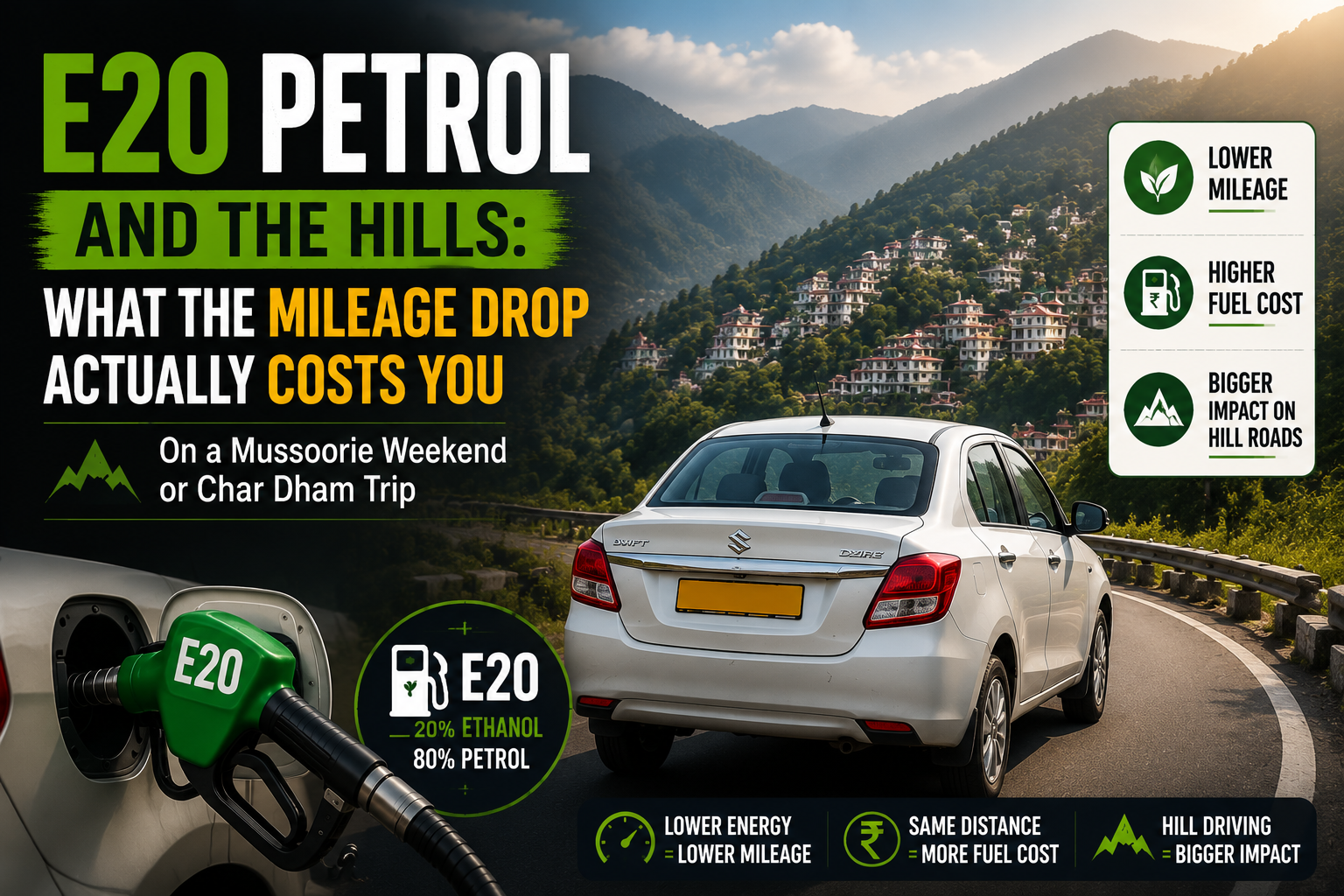 E20 Petrol and the Hills: What the Mileage Drop Actually Costs You on a Mussoorie or Char Dham Trip