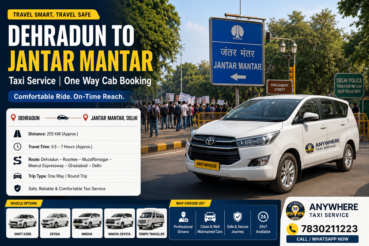 Travelling from Dehradun to Jantar Mantar During Student Protests? Taxi, Route, Distance & Travel Guide