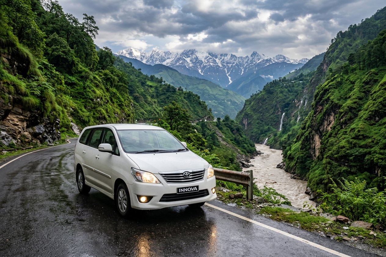Toyota Innova of Anywhere Taxi Service on Dehradun to Govindghat highway - Valley of Flowers trip