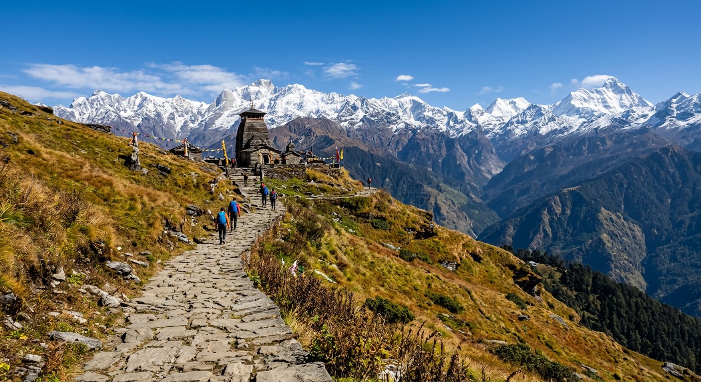 Chopta Tungnath trek trail and Himalayan panorama - autumn 2026