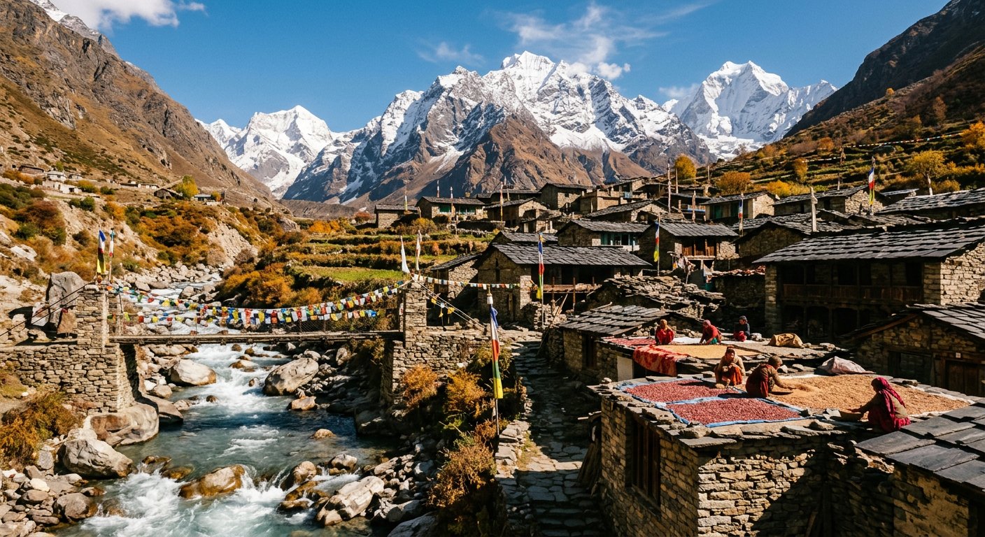 Mana village, India's last settlement, before the winter evacuation