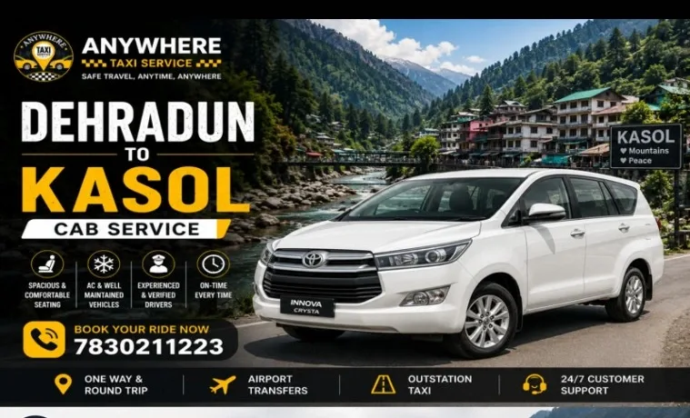 Dehradun to Kasol cab and tour package