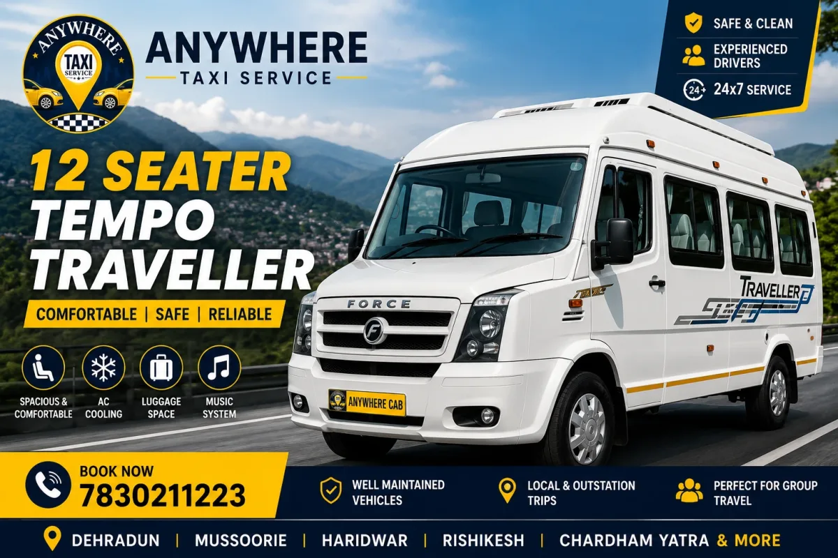 12 Seater Tempo Traveller rental in Dehradun - Anywhere Taxi Service