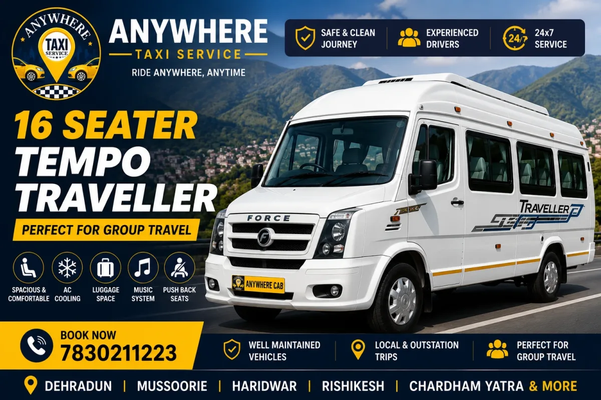 16 Seater Tempo Traveller on rent in Dehradun for group tours